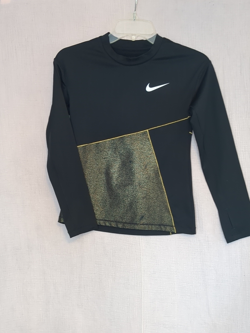 READY FOR FALL! Nike Black Long Sleeve Tee with Metallic Gold Panel